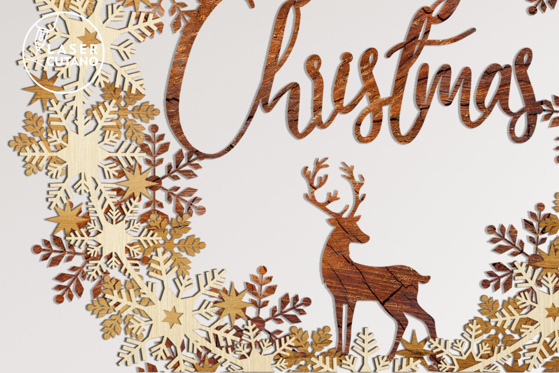 WREATH MERRY CHRISTMAS Multilayer Laser Cut Files 3 WREATH MERRY CHRISTMAS Multilayer Laser Cut Files - Image 3