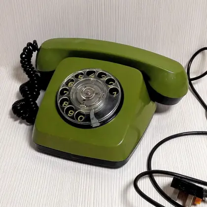 Soviet Vintage Disk Phone. Desk Rotary phone. Russian phone