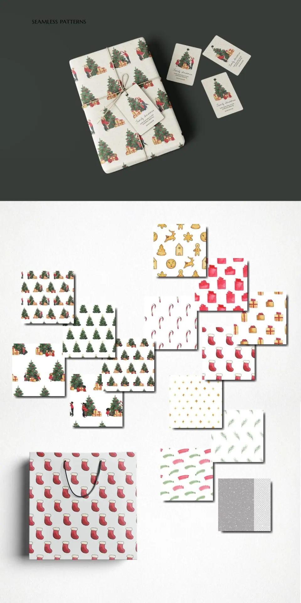 Family Christmas clipart, Watercolor illustrations 4 Family Christmas clipart, Watercolor illustrations - Image 4