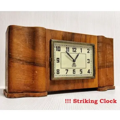 Soviet Antique Desk Clock. Vintage Mechanical Striking Clock