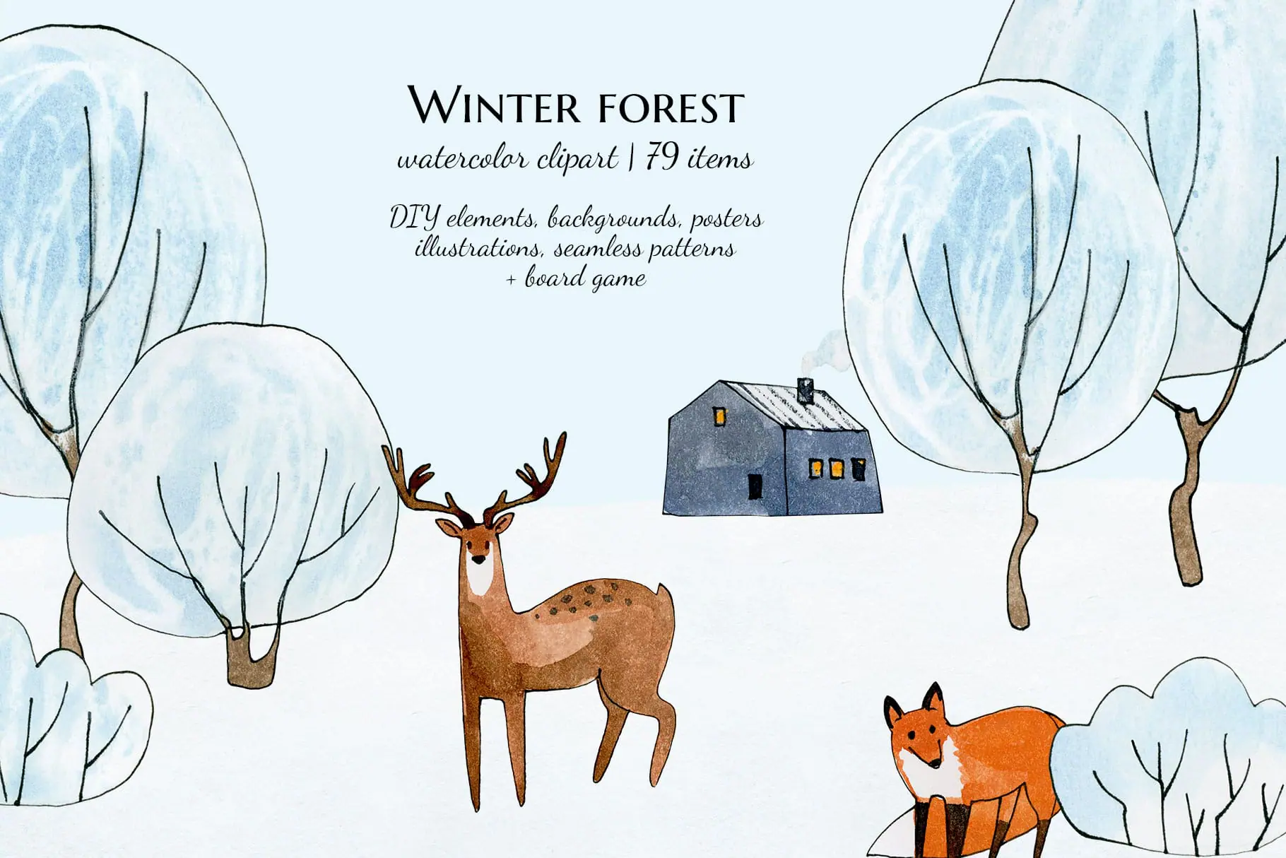 winter forest clipart, watercolor Christmas woodland animals illustrations 1 winter forest clipart, watercolor Christmas woodland animals illustrations