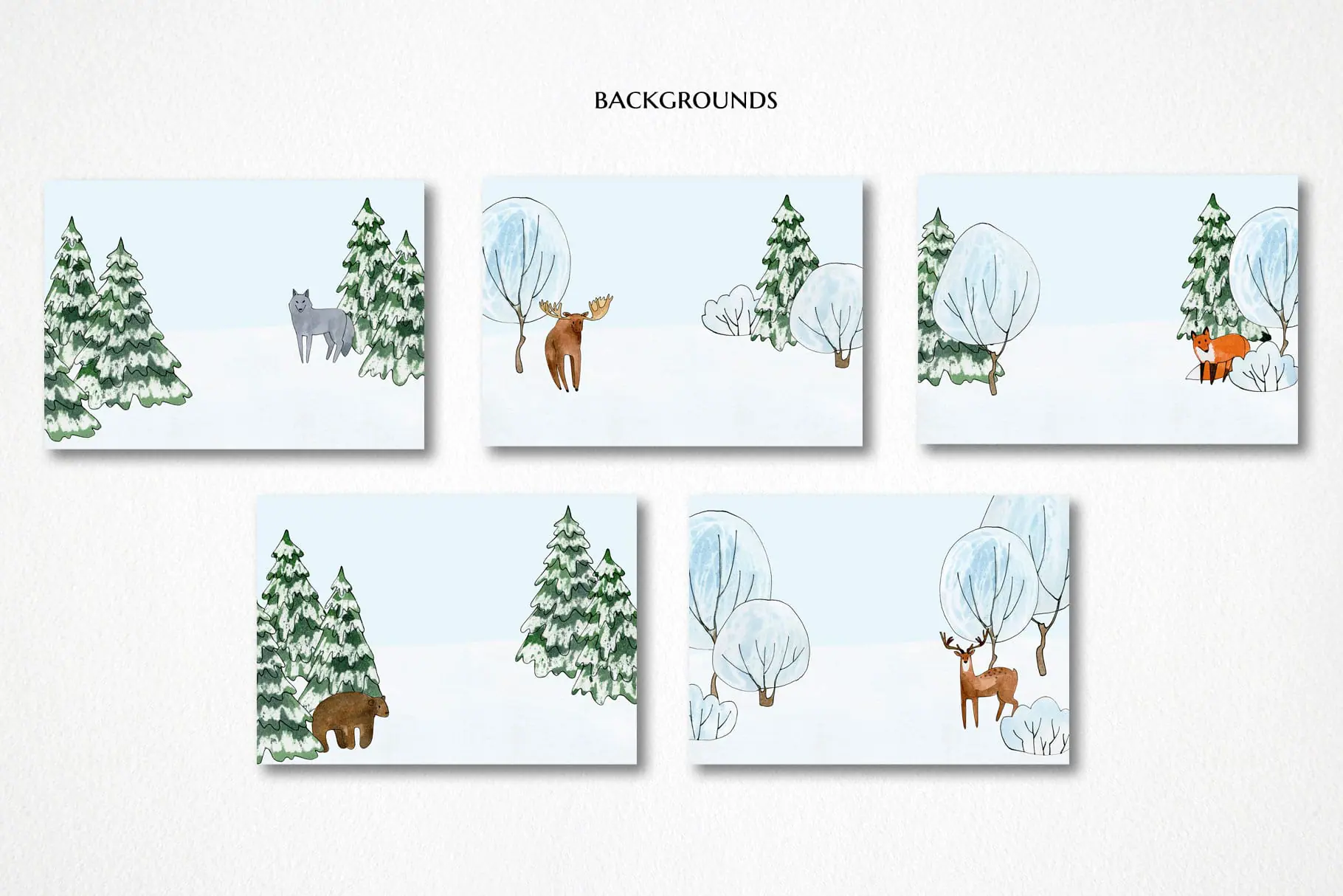 winter forest clipart, watercolor Christmas woodland animals illustrations 12 winter forest clipart, watercolor Christmas woodland animals illustrations - Image 12