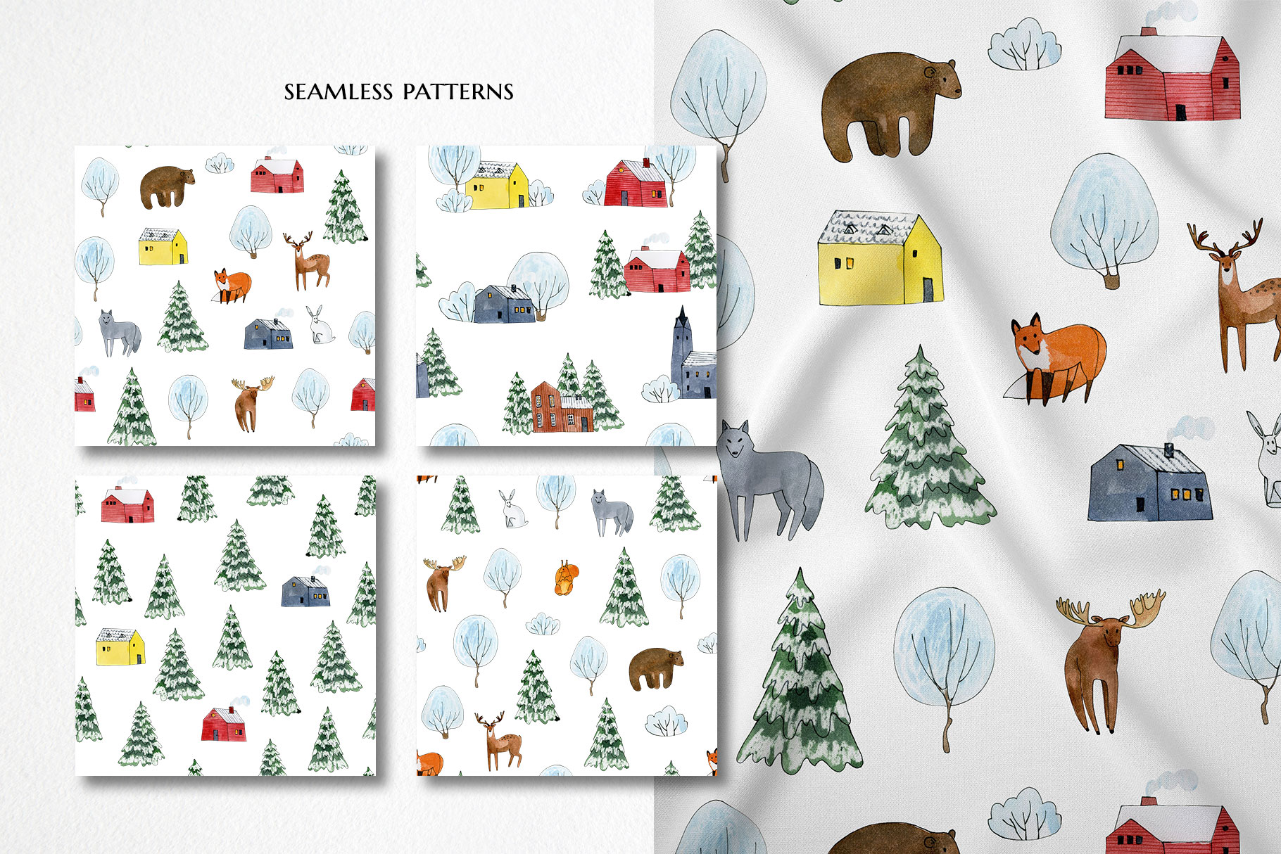 winter forest clipart, watercolor Christmas woodland animals illustrations 15 winter forest clipart, watercolor Christmas woodland animals illustrations - Image 15