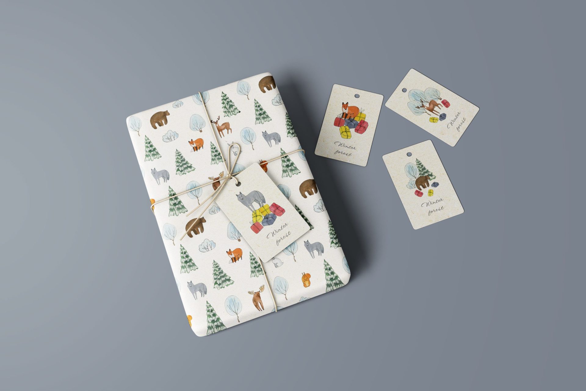 winter forest clipart, watercolor Christmas woodland animals illustrations 16 winter forest clipart, watercolor Christmas woodland animals illustrations - Image 16