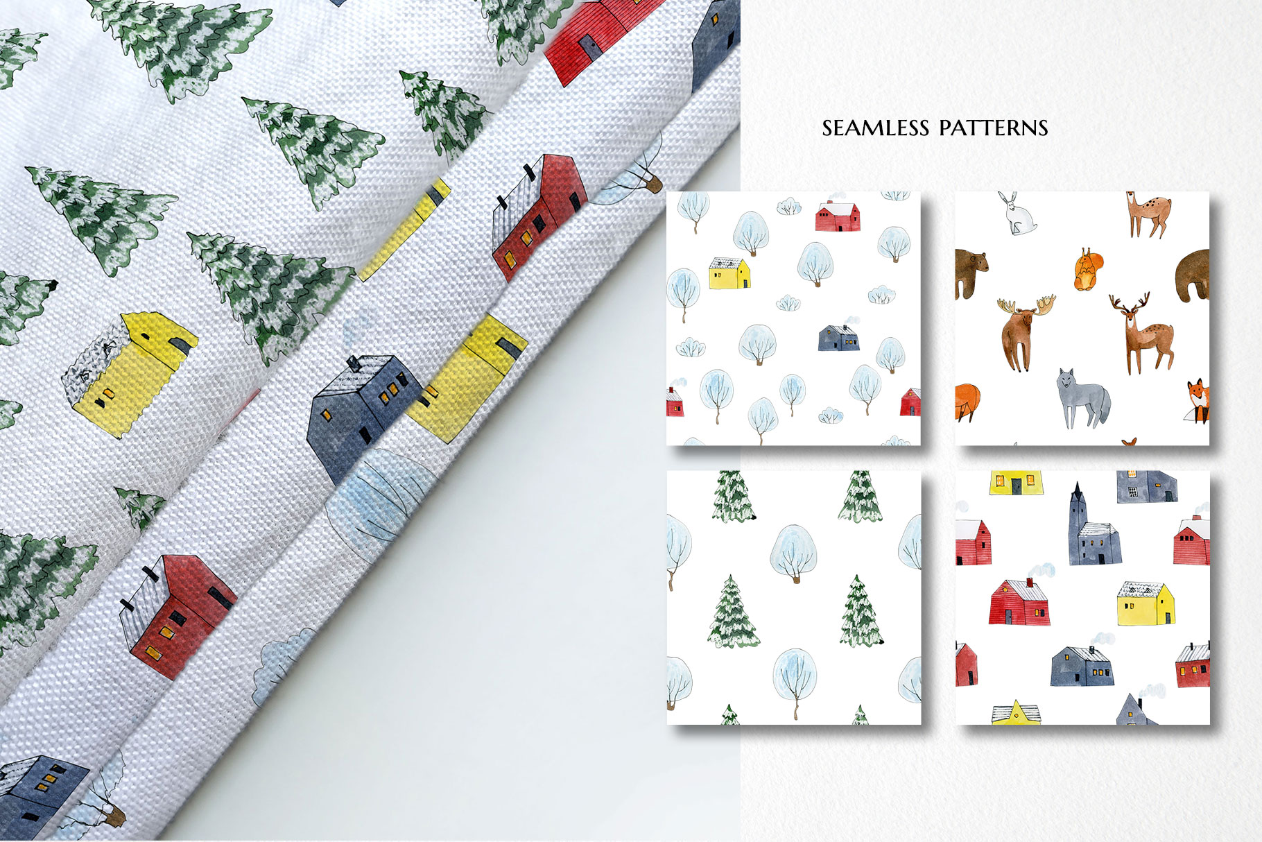 winter forest clipart, watercolor Christmas woodland animals illustrations 17 winter forest clipart, watercolor Christmas woodland animals illustrations - Image 17