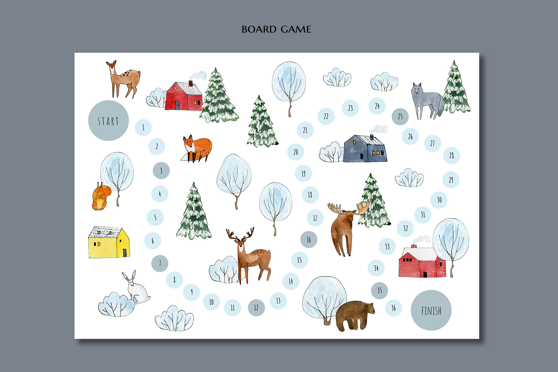 winter forest clipart, watercolor Christmas woodland animals illustrations 18 winter forest clipart, watercolor Christmas woodland animals illustrations - Image 18