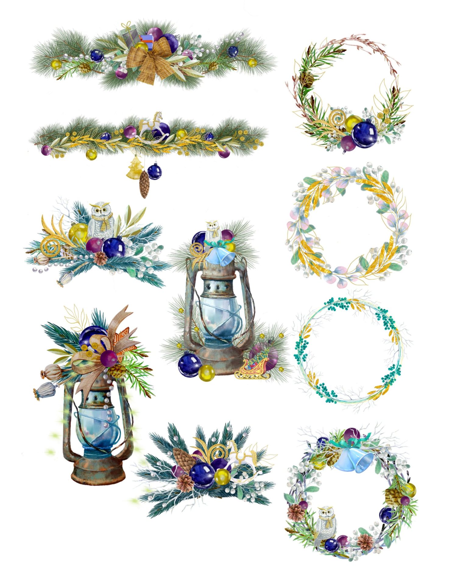 Christmas bouquets,winter wreath,watercolor arrangement 8 Christmas bouquets,winter wreath,watercolor arrangement - Image 8