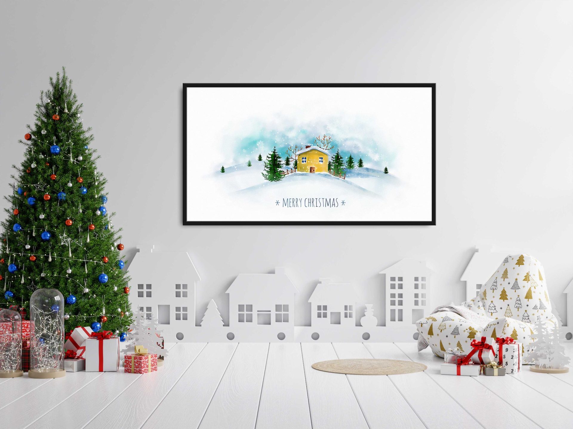 Christmas House Samsung Frame TV Art Watercolor 4 Christmas House Samsung Frame TV Art Watercolor - Image 4