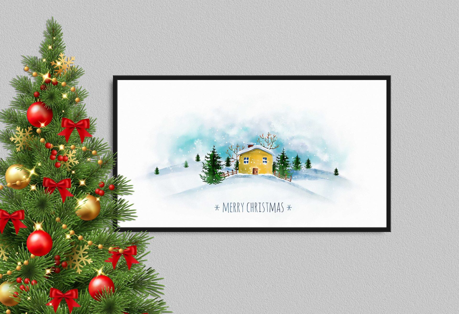 Christmas House Samsung Frame TV Art Watercolor 2 Christmas House Samsung Frame TV Art Watercolor - Image 2
