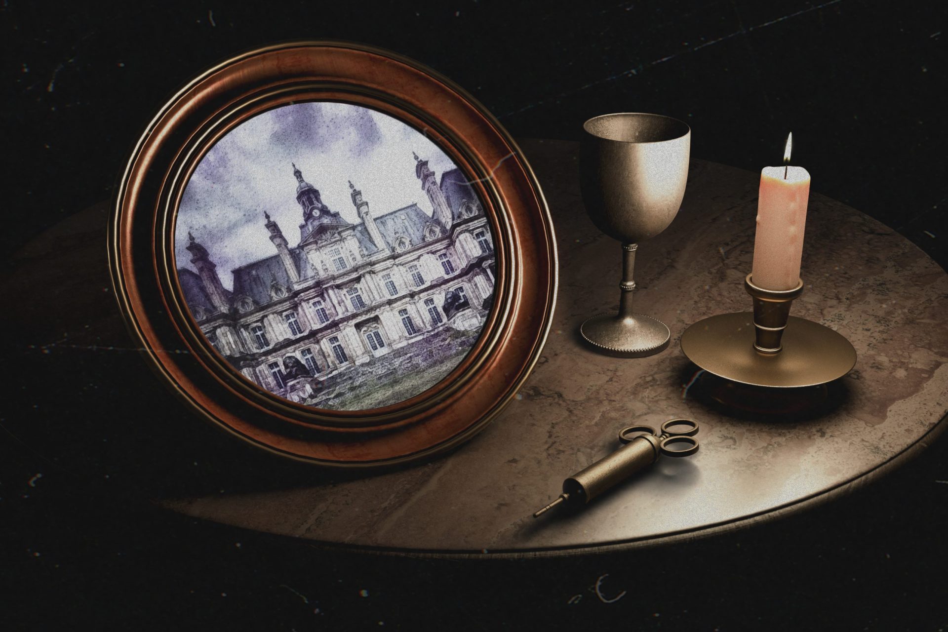 Digital painting poster old palace European castle 3 Digital painting poster old palace European castle - Image 3