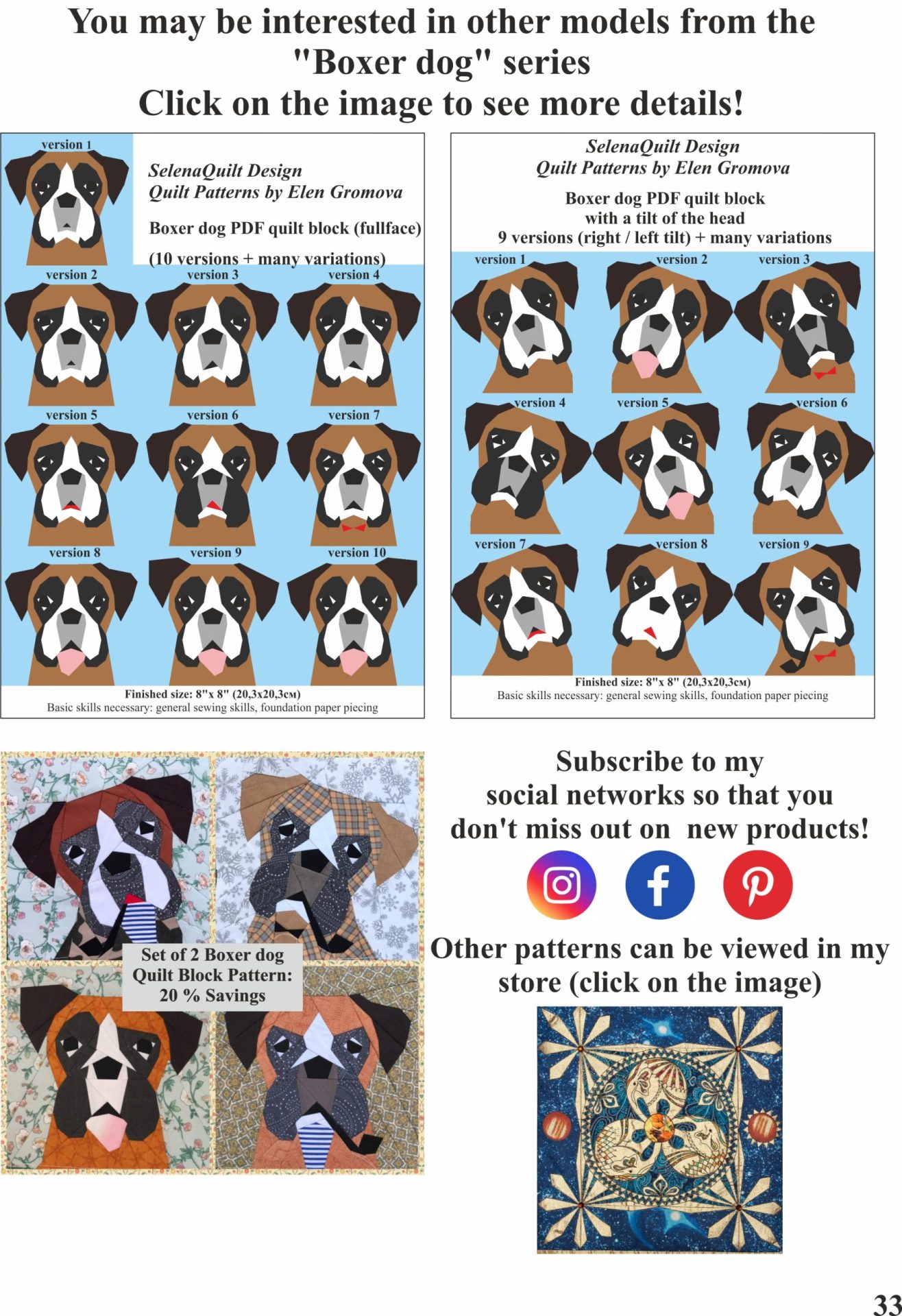 Christmas Boxer dog quilt block PDF Pattern 9 Christmas Boxer dog quilt block PDF Pattern - Image 9