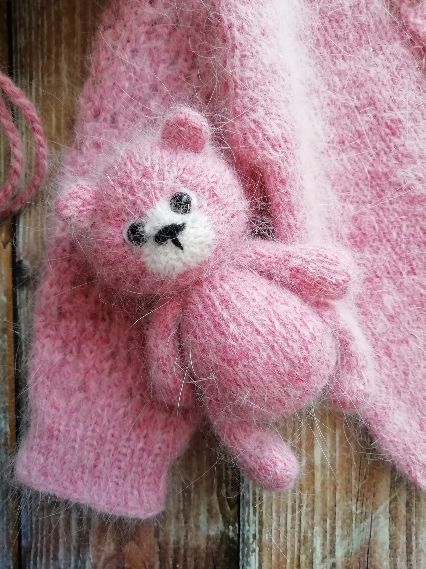 Set with teddy bear, angora, size newborn 4 Set with teddy bear, angora, size newborn - Image 4