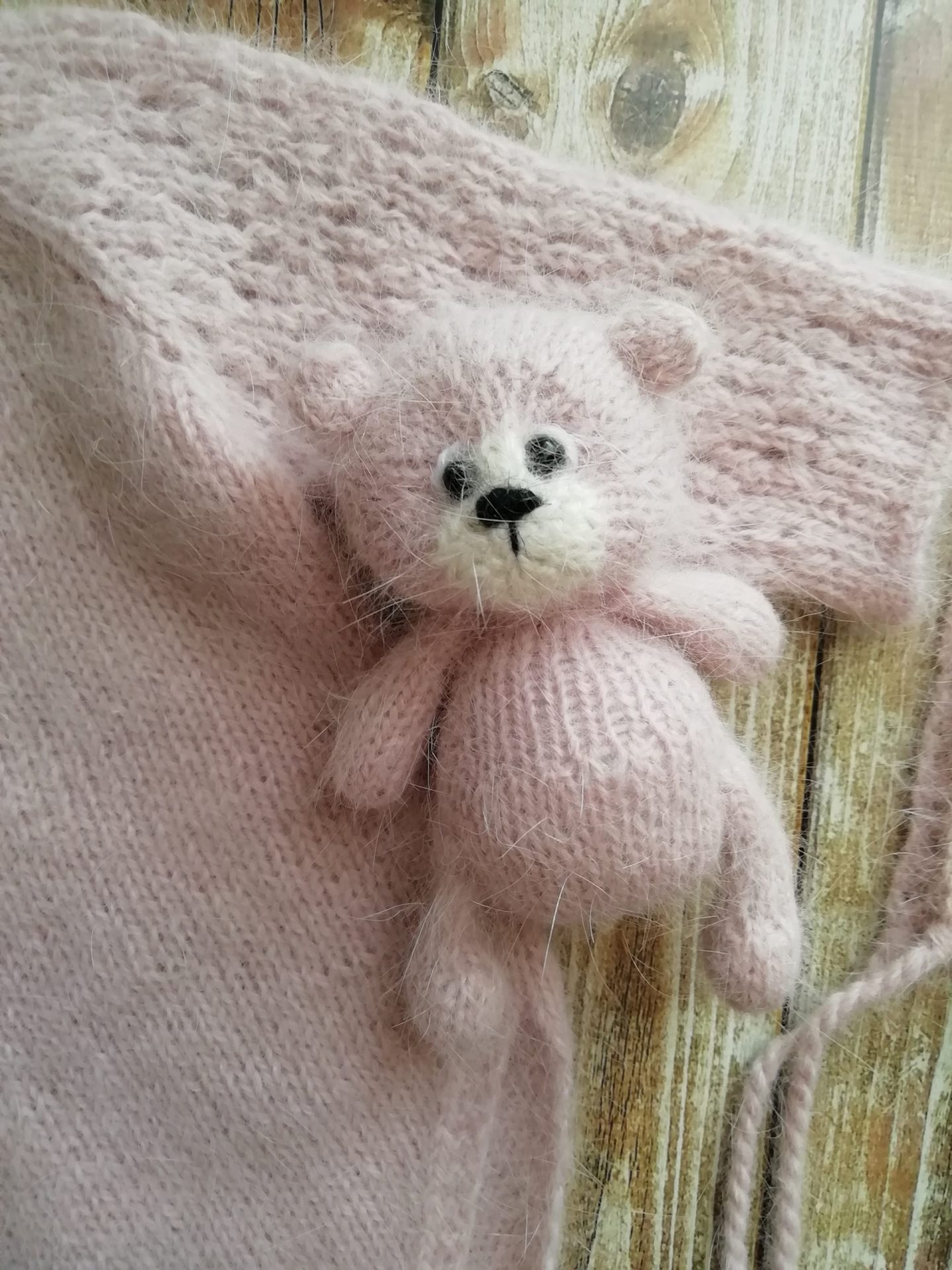 Set with teddy bear, angora, size newborn 5 Set with teddy bear, angora, size newborn - Image 5