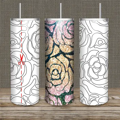 ROSES Burst Tumbler template SVG DXF PNG Pdf 20 Oz Skinny-33