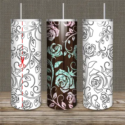 Roses Burst Tumbler SVG DXF PNG Pdf 20 Oz Skinny-31
