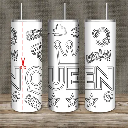 queen tumbler template mockup