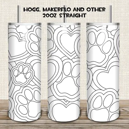 Paw heart Burst Tumbler SVG DXF PNG Pdf 20 Oz Skinny-25