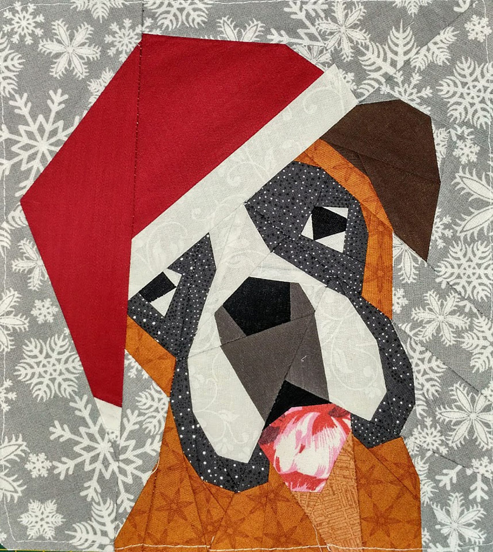 Christmas Boxer dog quilt block PDF Pattern 4 Christmas Boxer dog quilt block PDF Pattern