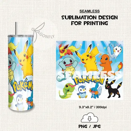 Pokemon tumbler png sublimate designs STRAIGHT 20 oz-31