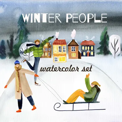 winter-people-watercolor-set