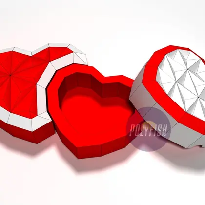 DIY Two Hearts Box template Papercraft PDF