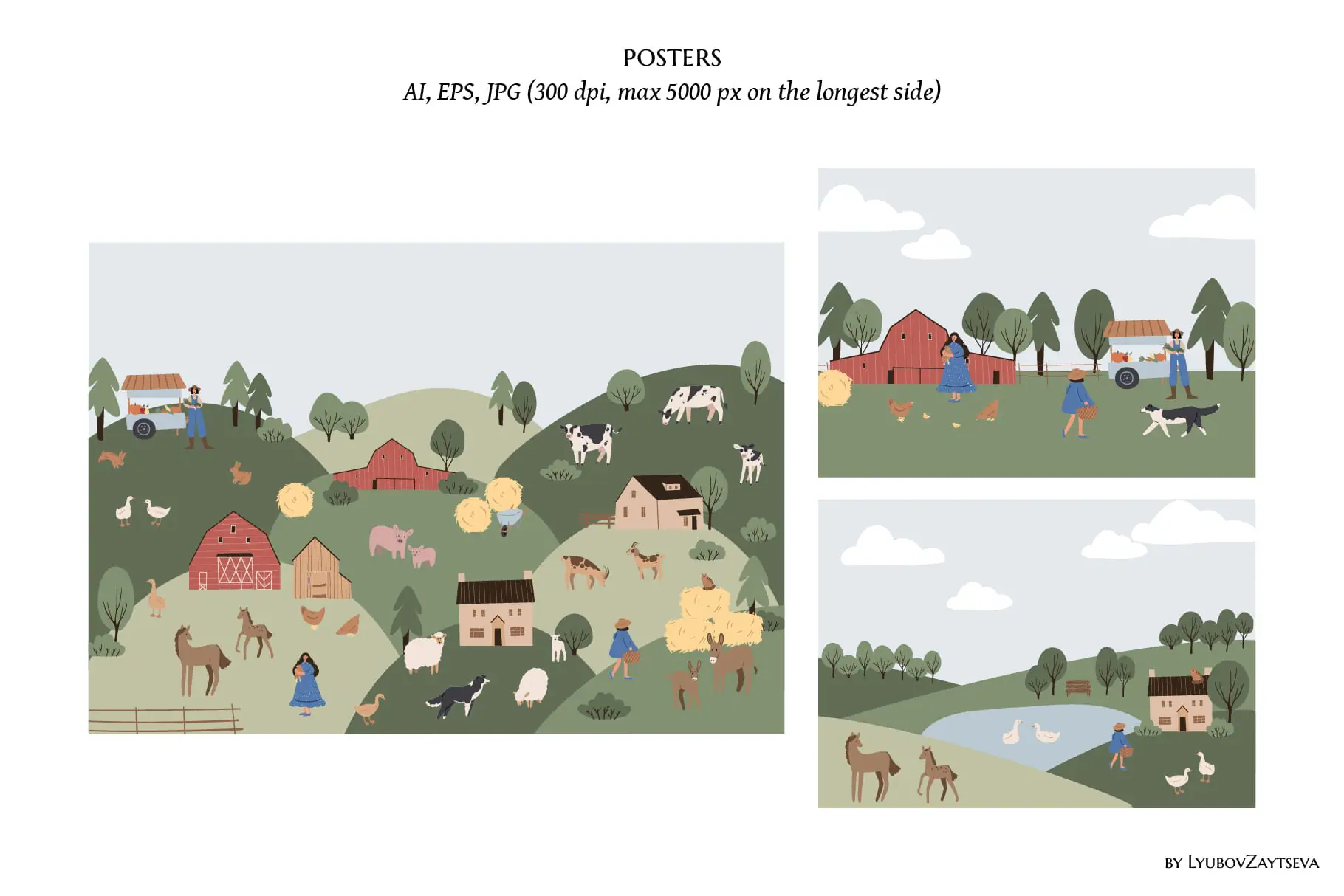 Printable farm life scenery poster, farm landscape 4 Printable farm life scenery poster, farm landscape - Image 4