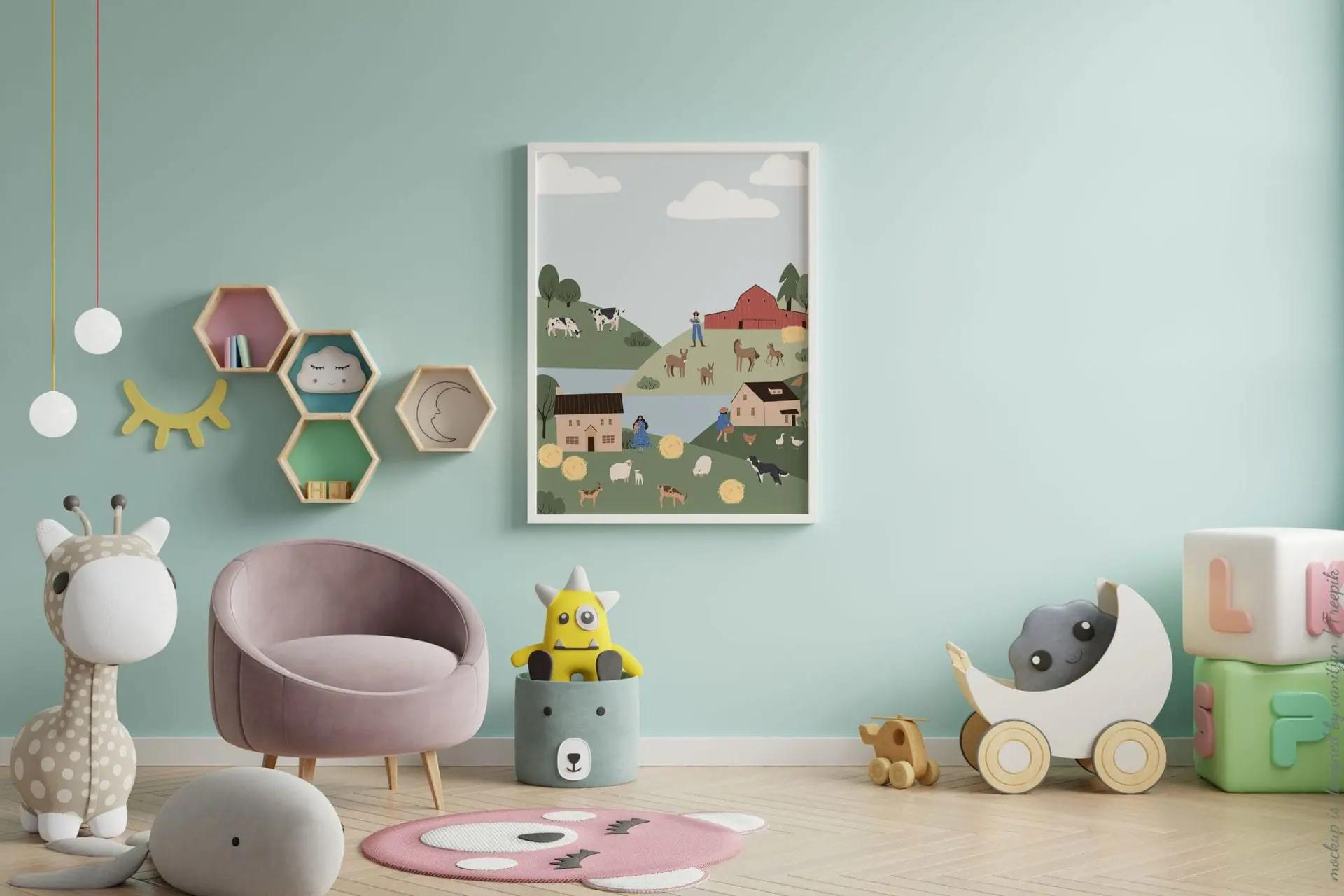 Printable farm life scenery poster, farm landscape 3 Printable farm life scenery poster, farm landscape - Image 3