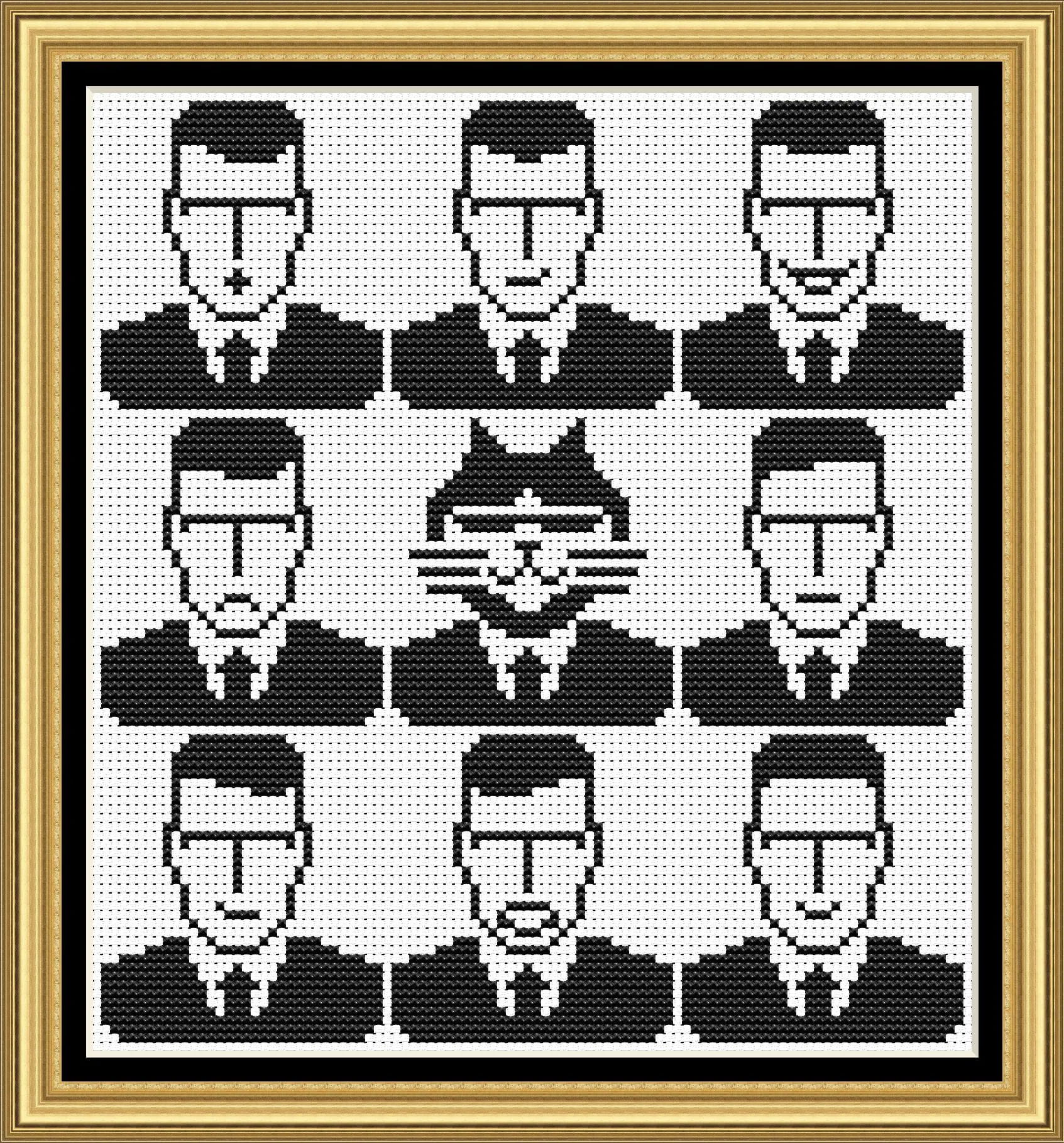 Cross stitch pattern Secret Agent 3 Cross stitch pattern Geometric Black