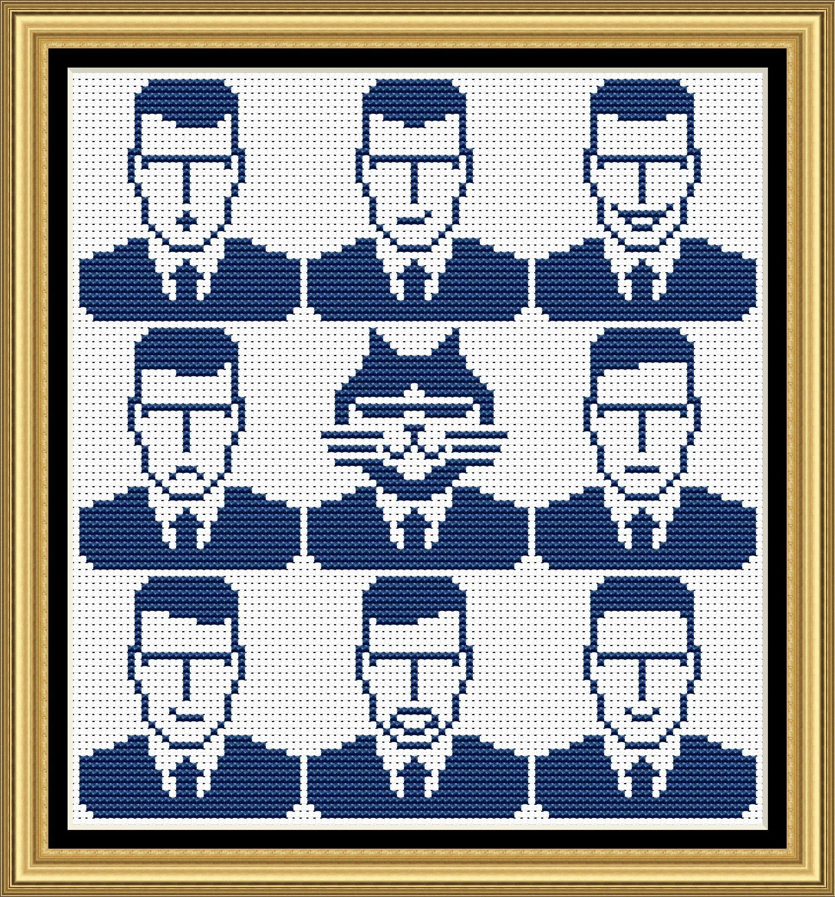 Cross stitch pattern Secret Agent 5 Cross stitch pattern Geometric Blue