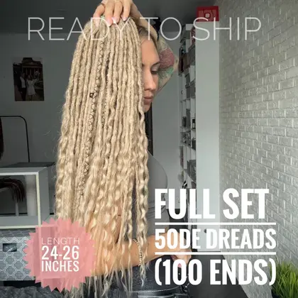 In stock medium blonde dreadlocks and curls