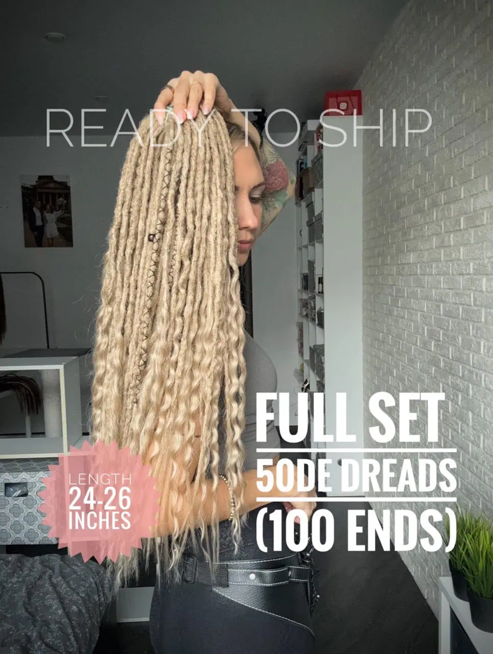 In stock medium blonde dreadlocks and curls 1 In stock medium blonde dreadlocks and curls