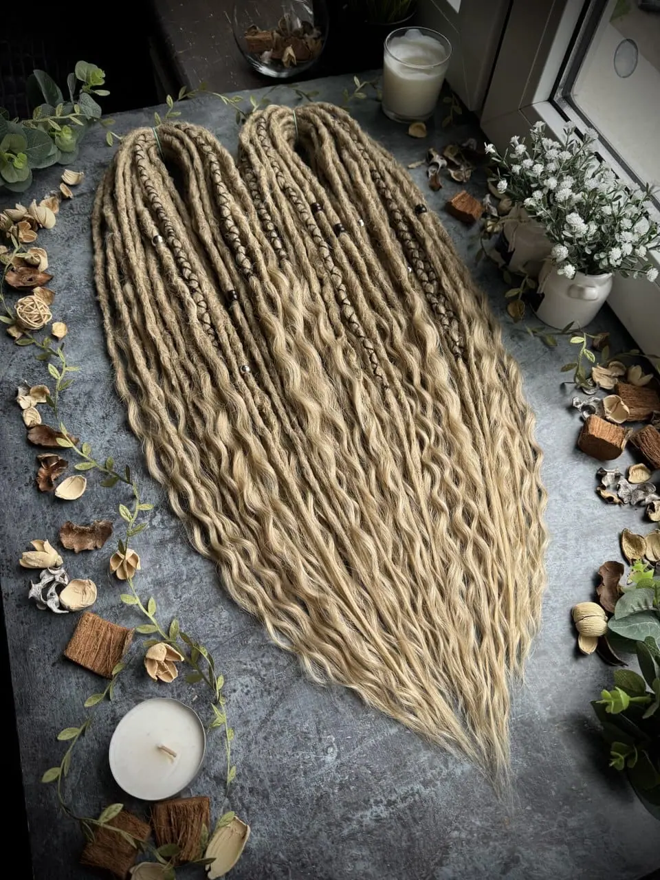 In stock medium blonde dreadlocks and curls 2 In stock medium blonde dreadlocks and curls - Image 2
