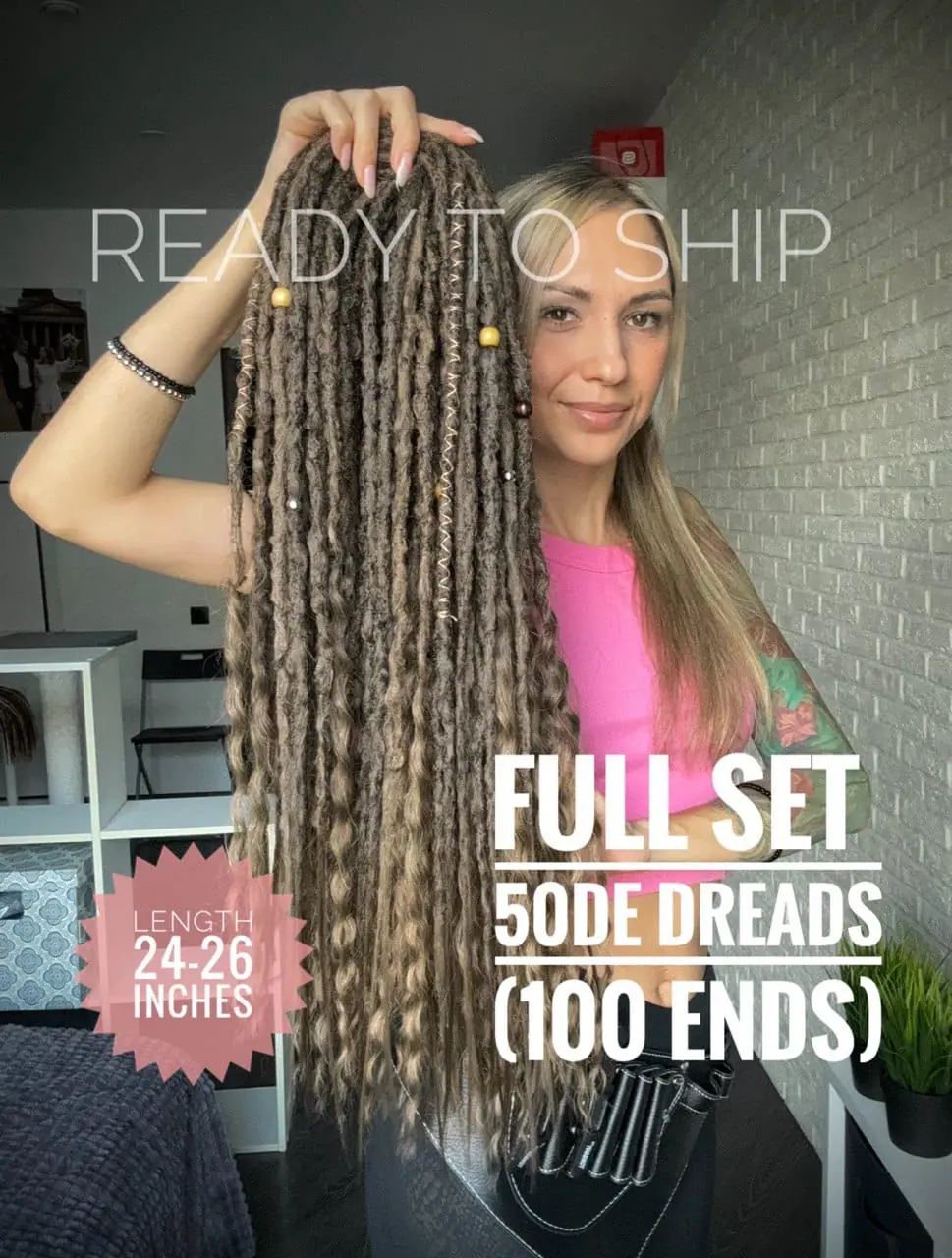 In stock medium brown dreadlocks and curls 1 In stock medium brown dreadlocks and curls