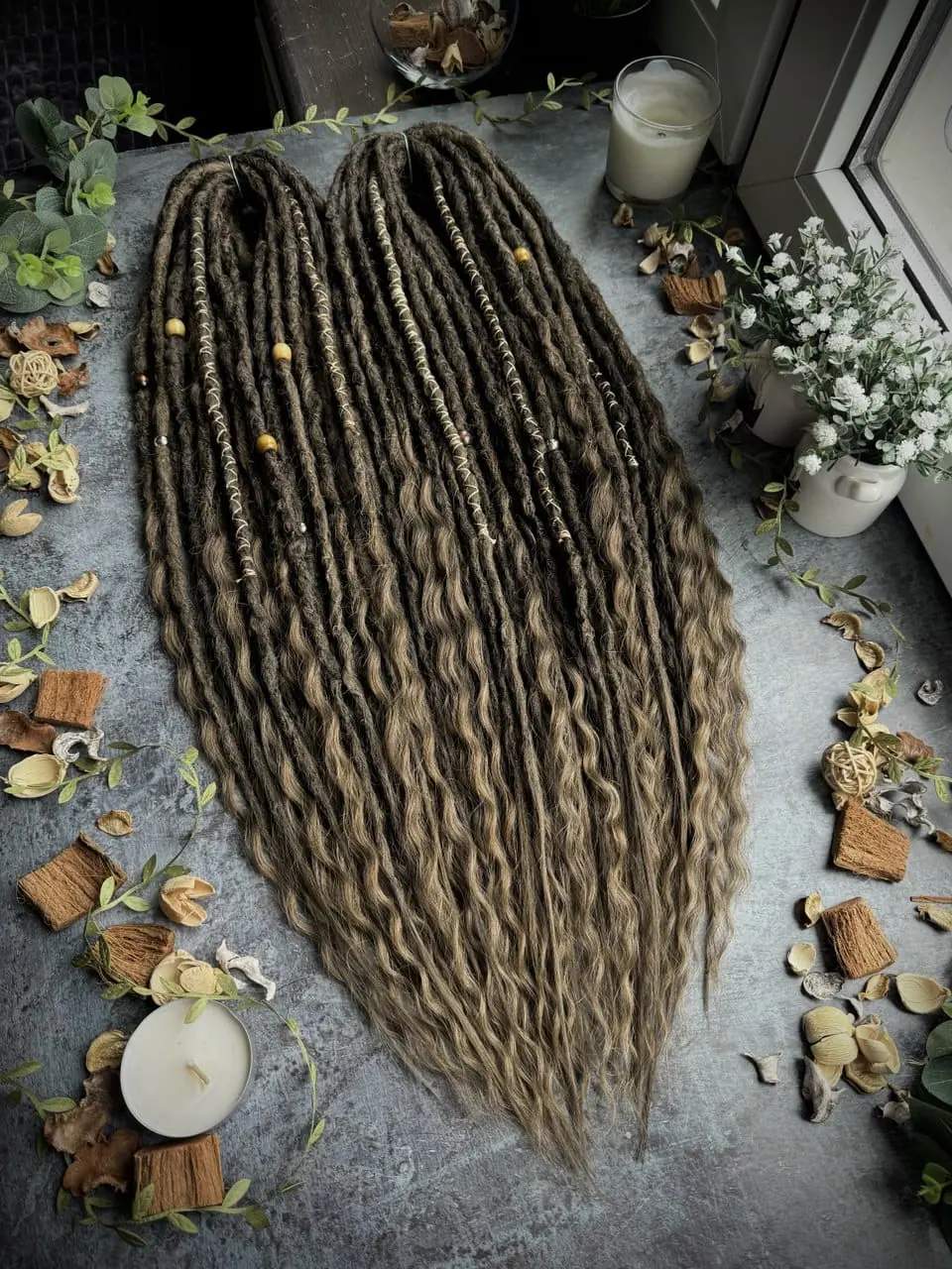 In stock medium brown dreadlocks and curls 2 In stock medium brown dreadlocks and curls - Image 2