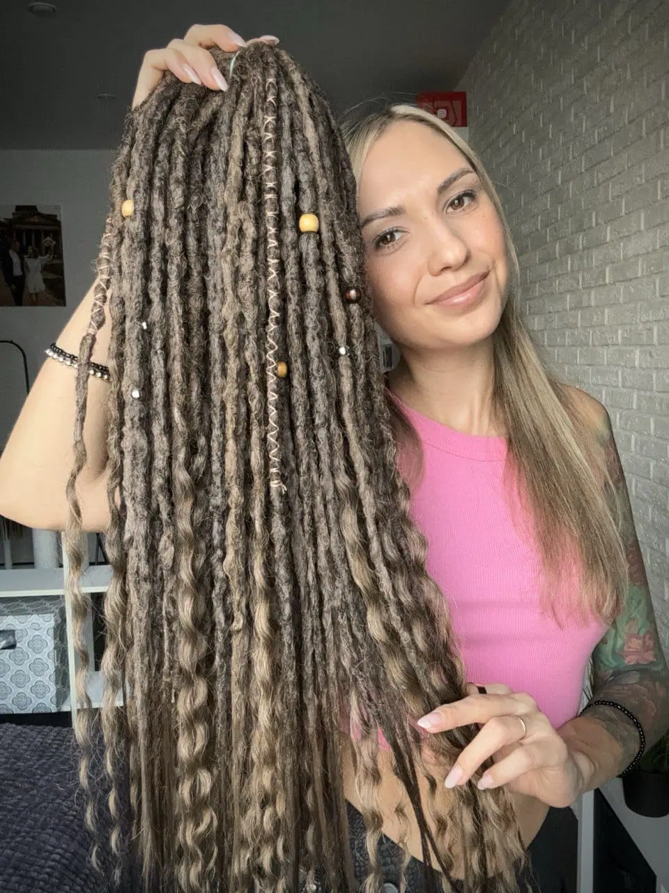 In stock medium brown dreadlocks and curls 4 In stock medium brown dreadlocks and curls - Image 4