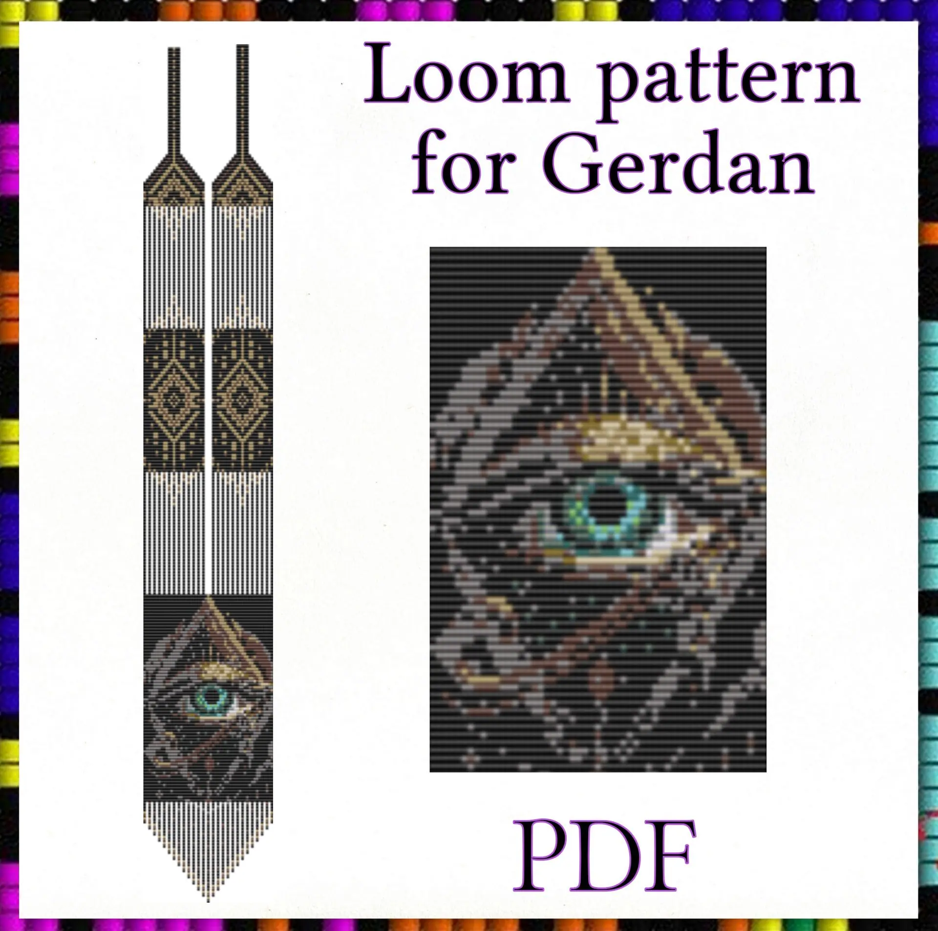 Loom beaded necklace pattern Gerdan All-Seeing Eye PDF file 2 Loom beaded necklace pattern Gerdan All-Seeing Eye PDF file