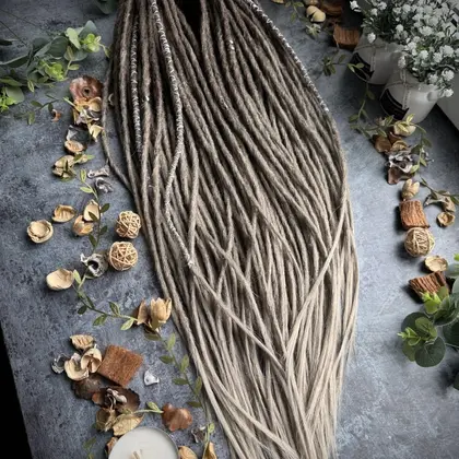 Gray Brown ombre dreads, straight gray dreadlocks extensions