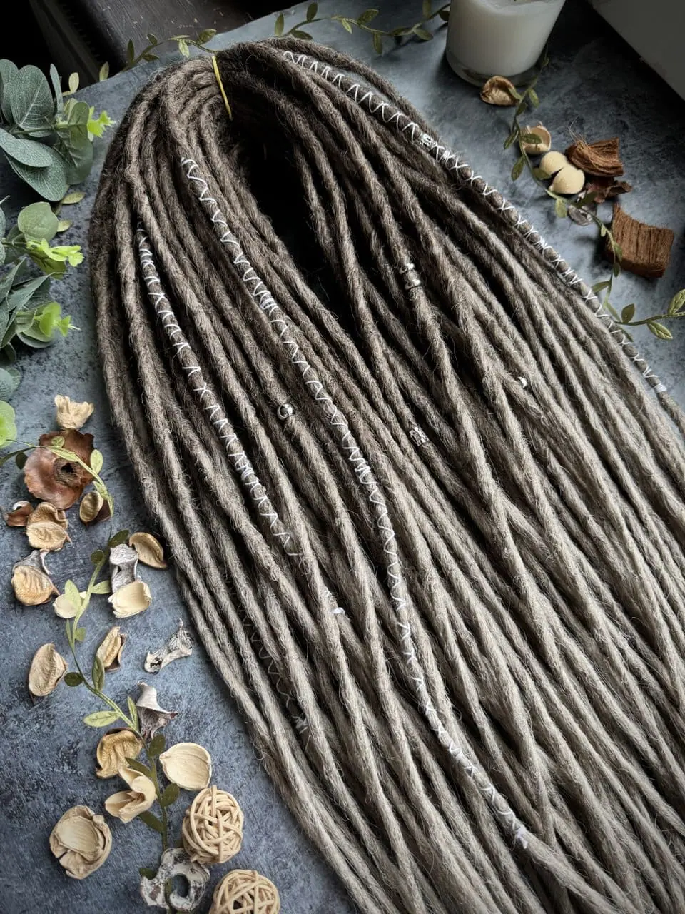 Gray Brown ombre dreads, straight gray dreadlocks extensions 3 Gray Brown ombre dreads, straight gray dreadlocks extensions - Image 3