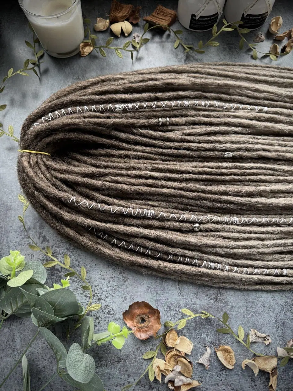 Gray Brown ombre dreads, straight gray dreadlocks extensions 6 Gray Brown ombre dreads, straight gray dreadlocks extensions - Image 6