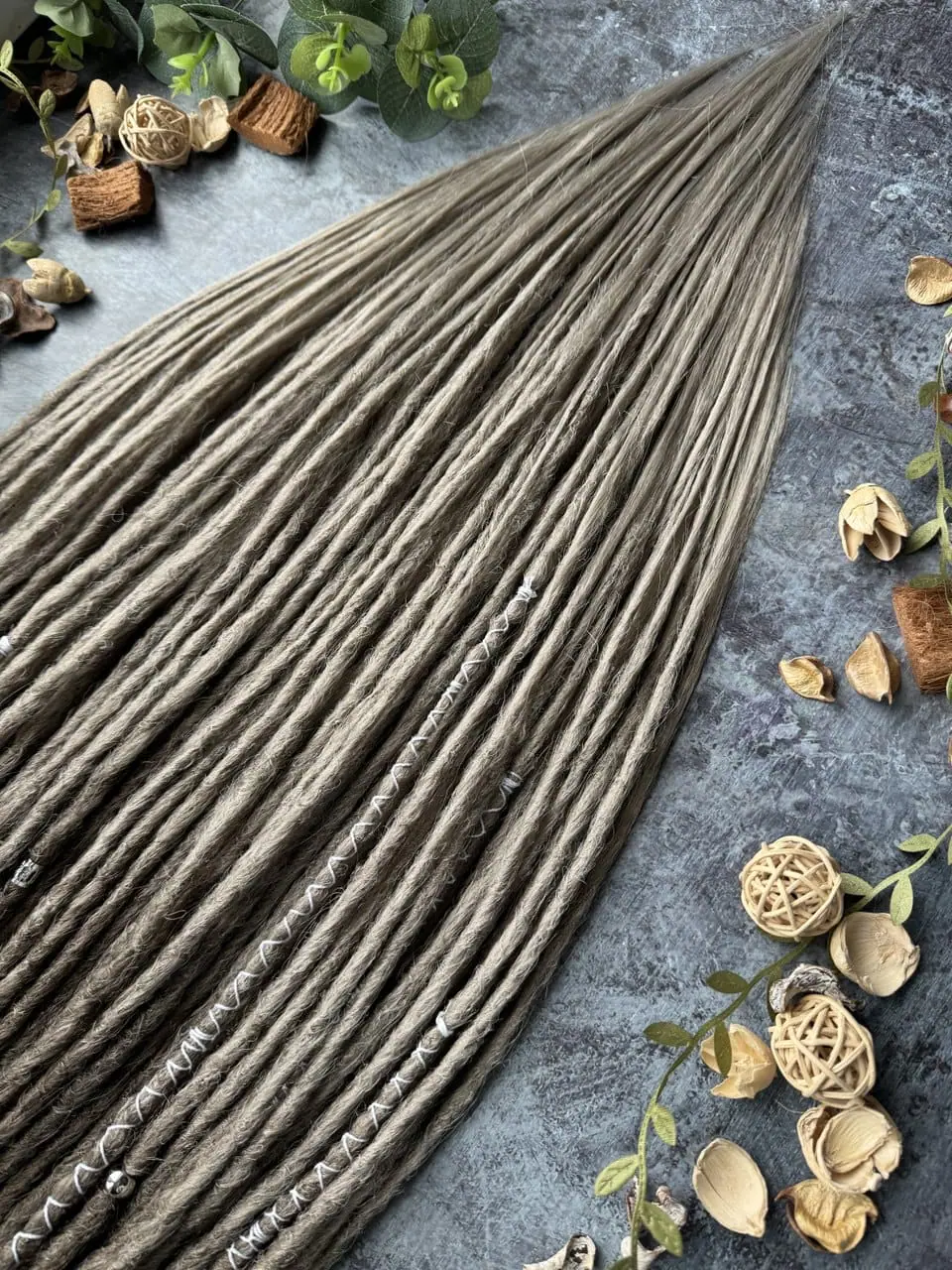 Gray Brown ombre dreads, straight gray dreadlocks extensions 8 Gray Brown ombre dreads, straight gray dreadlocks extensions - Image 8