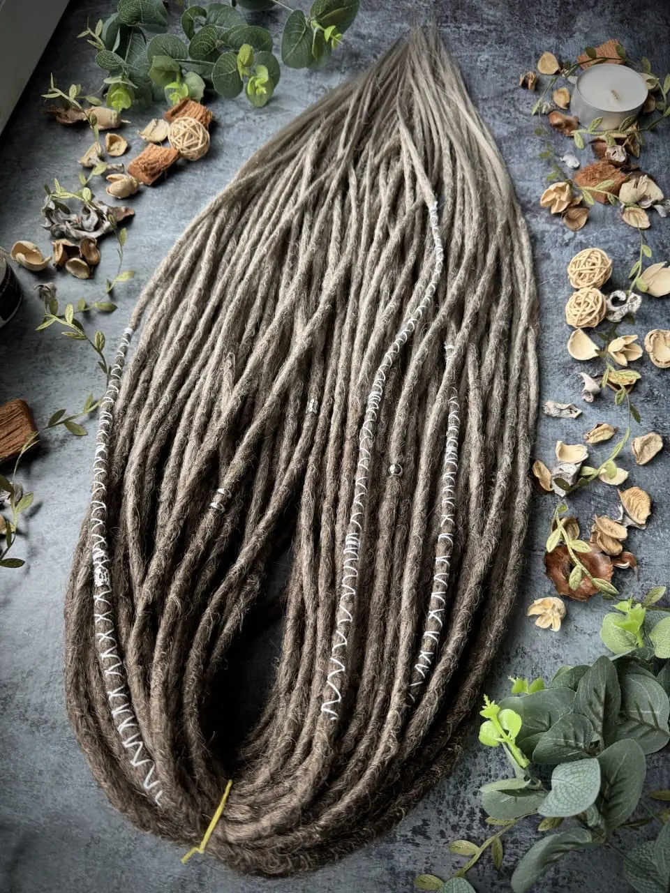 Gray Brown ombre dreads, straight gray dreadlocks extensions 4 Gray Brown ombre dreads, straight gray dreadlocks extensions - Image 4
