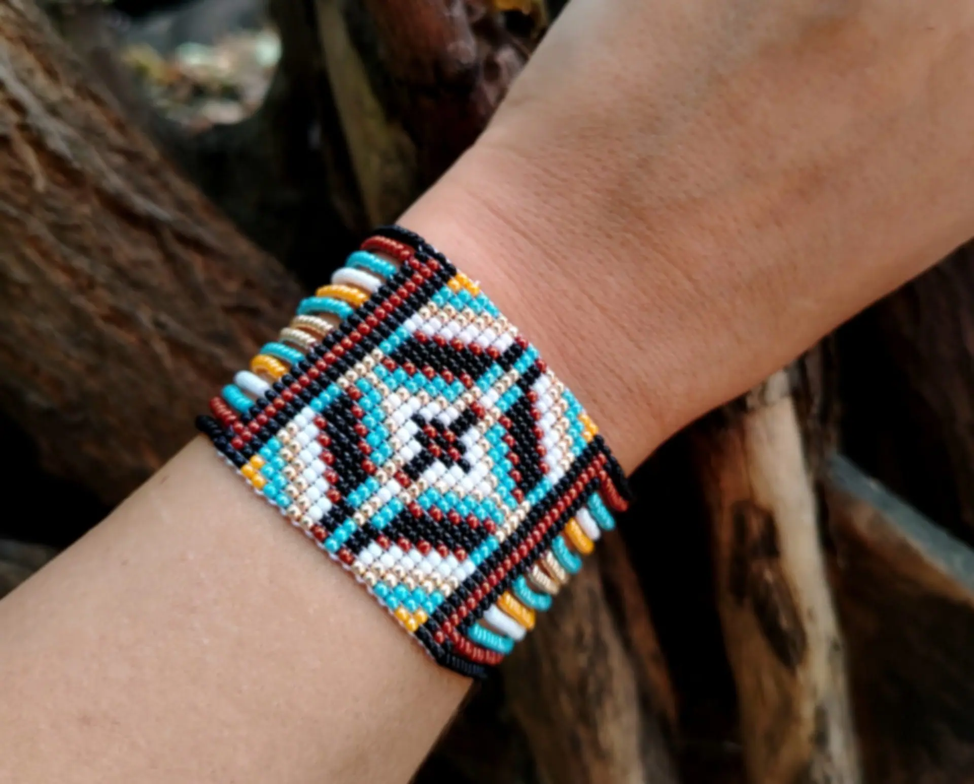 Loom beaded bracelet pattern Geometric pattern PDF file Set 5 Loom beaded bracelet pattern Paired cuff bracelet PDF file