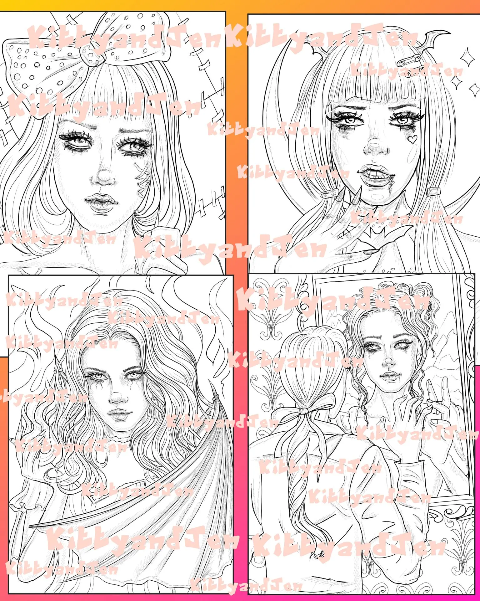 "Spooky Party part 2" Pdf coloring book 10 pages 2 "Spooky Party part 2" Pdf coloring book 10 pages - Image 2