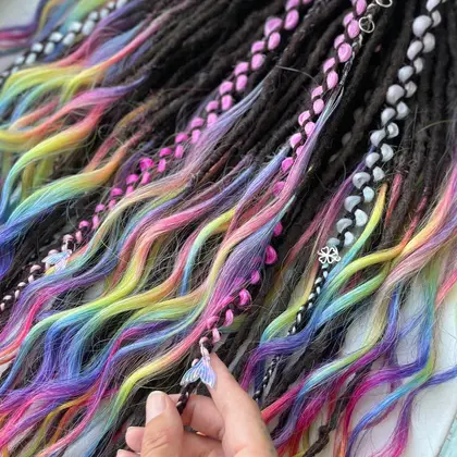 IN STOCK dreads dreadlocks with curls rainbow black