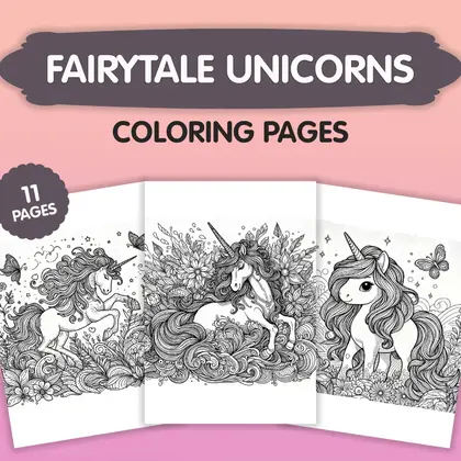 Fairytale Unicorns Coloring Pages
