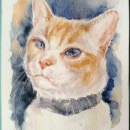Sweet Snow Pet Portrait Watercolor Painting