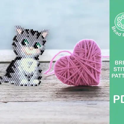 cute kitten beadwork