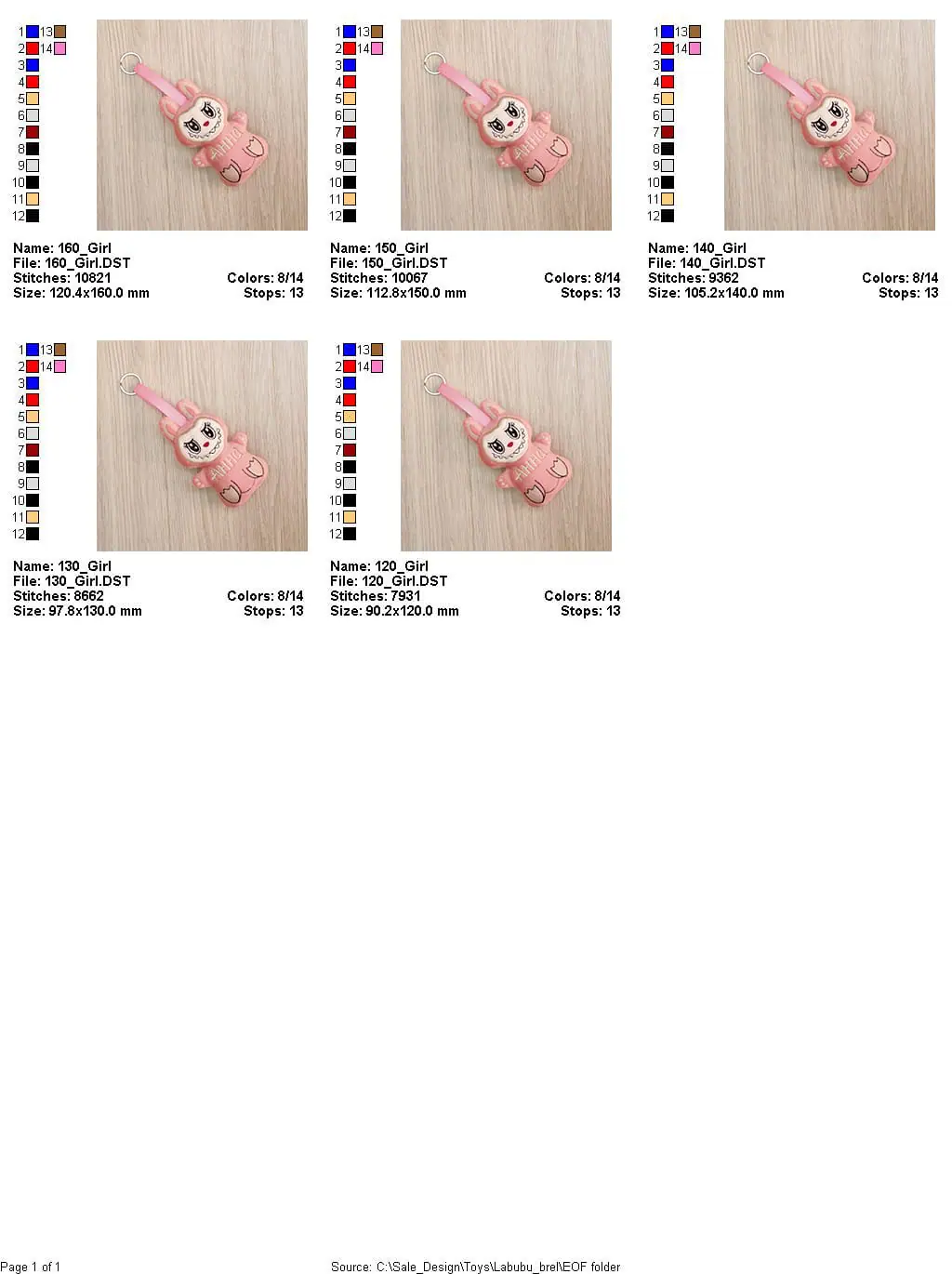 ITH pattern Cute Labubu Toy In The Hoop machine embroidery design 6 ITH pattern Cute Labubu Toy In The Hoop machine embroidery design - Image 6