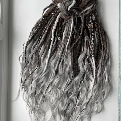 IN STOCK dreads dreadlocks with curls gray