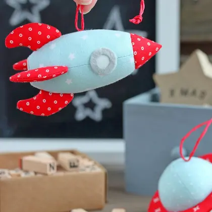 PDF Spaceship and Planet Christmas Ornaments Sewing Pattern